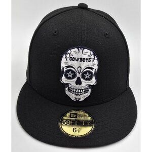 Dallas Cowboys NFL Football Sugar Skull New Era 59Fifty Hat Cap Men's 6 7/8